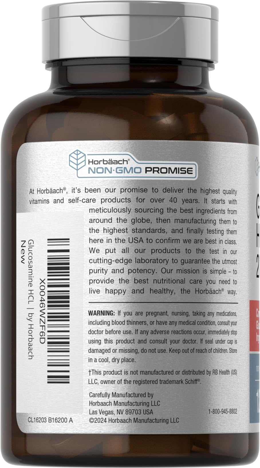 Horbäach Glucosamine HCL with Hyaluronic Acid – 2000mg (120 Caplets) | Non-GMO, Gluten Free