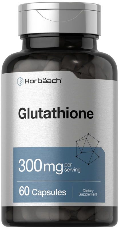 Horbaach Glutathione Supplement – 300 mg, 60 Capsules – Non-GMO & Gluten Free (Reduced Form)