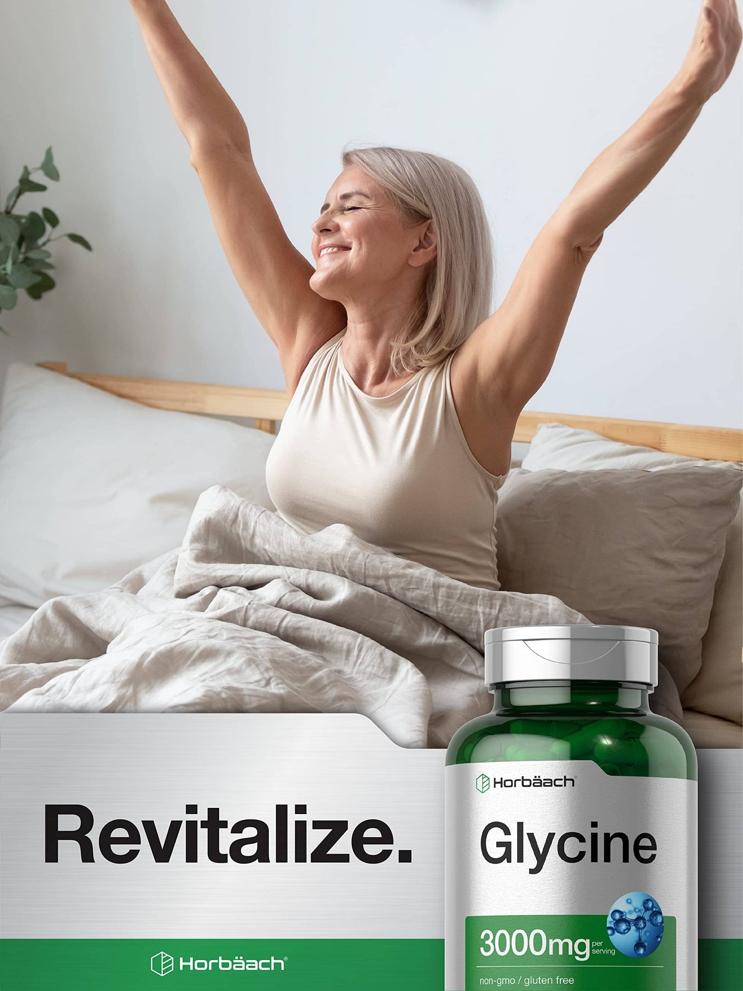 Horbäach Glycine 3000mg Supplement – 100 Powder Capsules | Non-GMO, Gluten Free