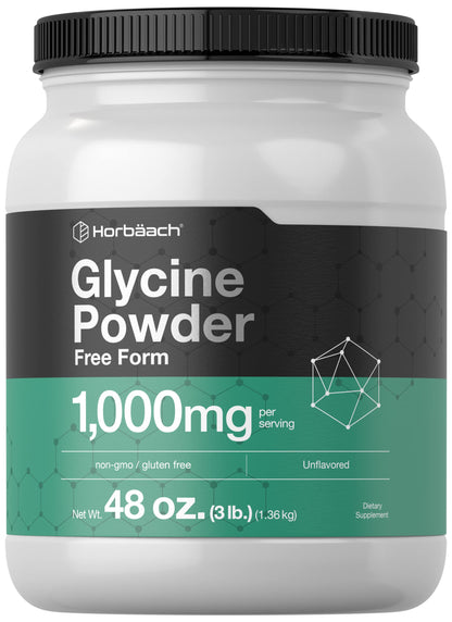Horbäach Glycine Powder 3 lbs - Free Form, Unflavored, Vegetarian, Non-GMO, Gluten Free