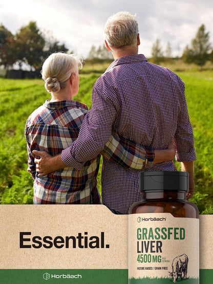 Horbäach Grass Fed Beef Liver – 4500mg, 90 Capsules