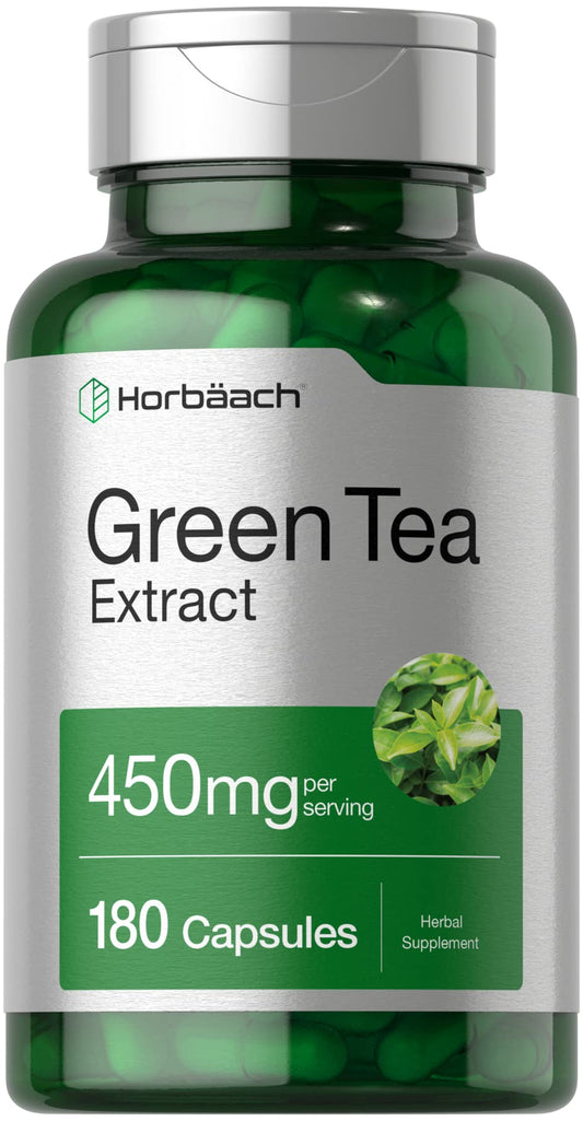 Horbäach Green Tea Extract Capsules 450mg | 180 Count | Herbal Supplement | Non-GMO & Gluten Free BritishVita | Premium UK Vitamins & Wellness Supplements