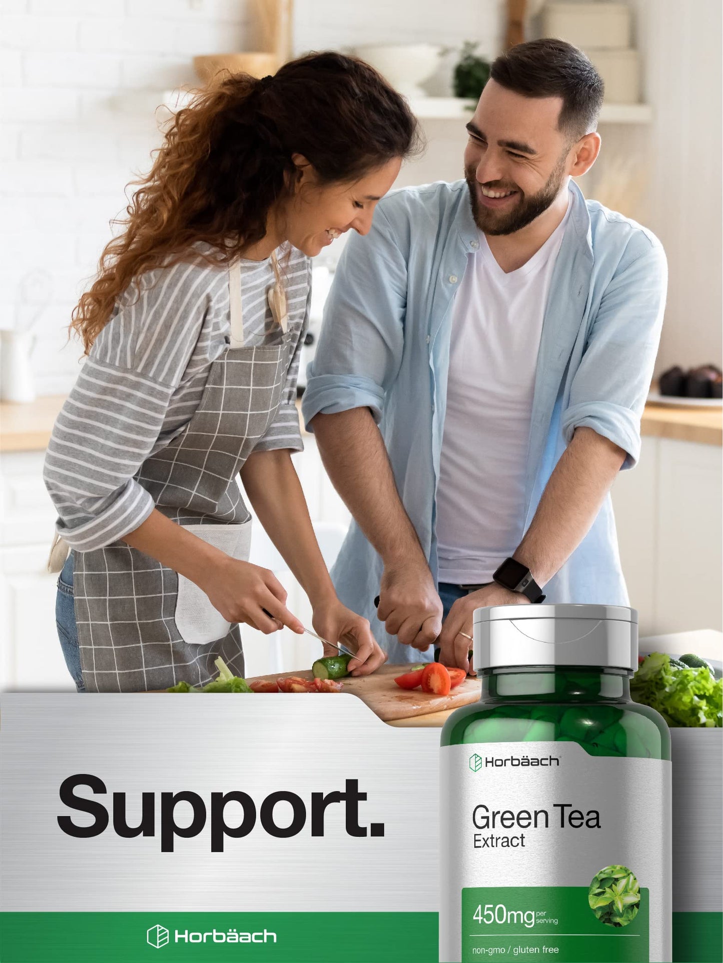 Horbäach Green Tea Extract Capsules 450mg | 180 Count | Herbal Supplement | Non-GMO & Gluten Free