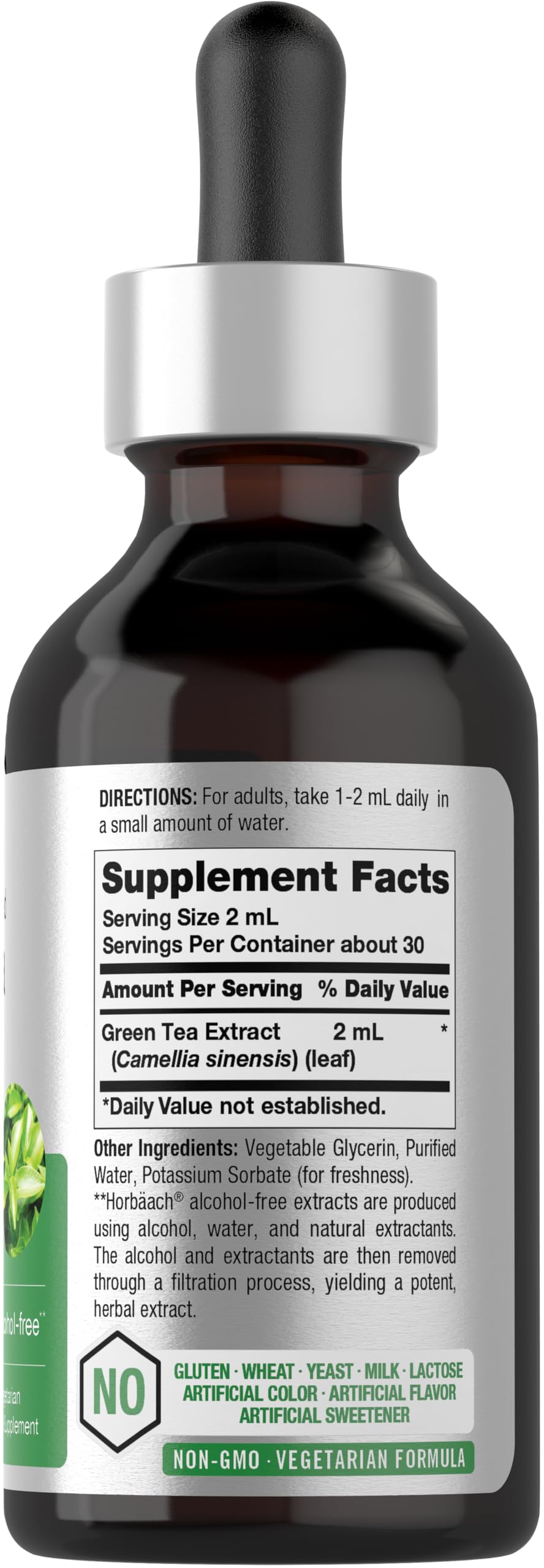 Horbäach Green Tea Extract Liquid Drops | 2 Fl Oz | Alcohol Free | Vegetarian | Super Concentrated Supplement | Non-GMO, Gluten Free