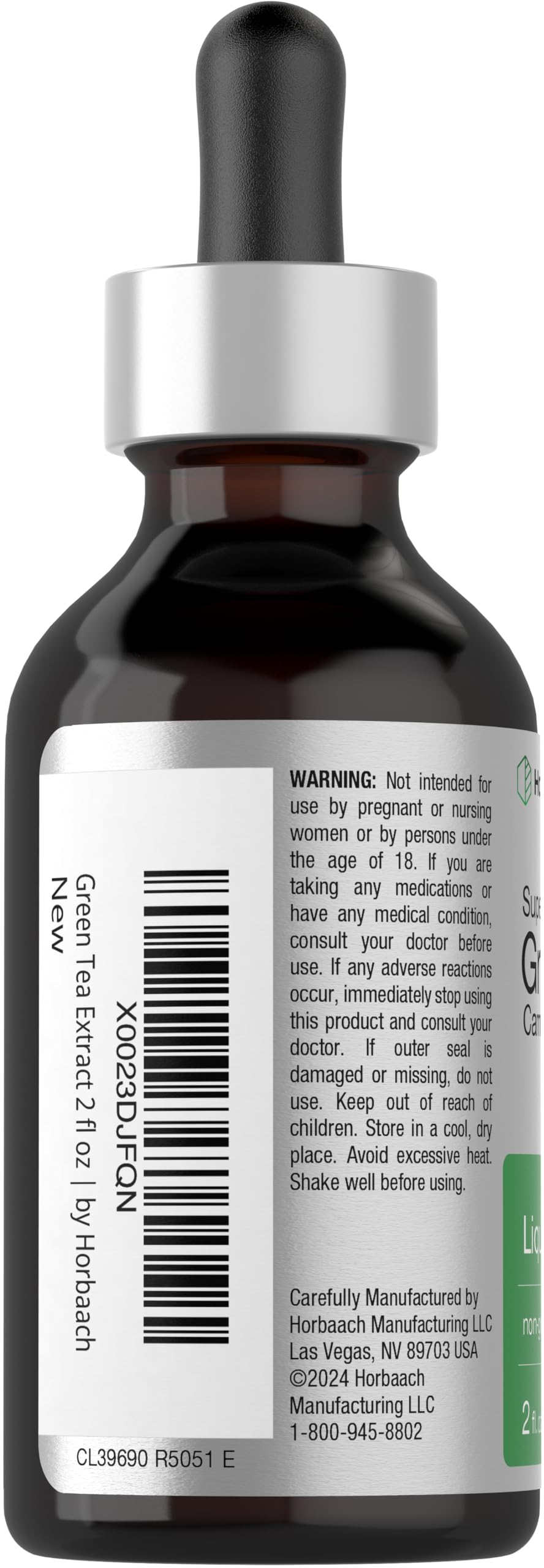 Horbäach Green Tea Extract Liquid Drops | 2 Fl Oz | Alcohol Free | Vegetarian | Super Concentrated Supplement | Non-GMO, Gluten Free