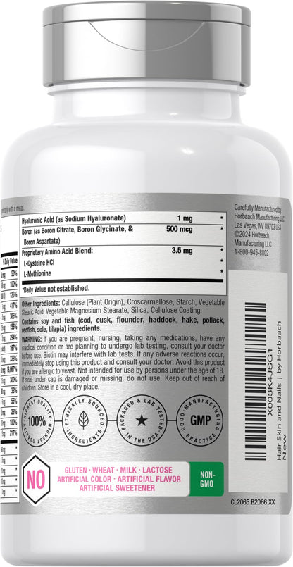 Horbäach Hair Skin & Nails Vitamins – 150 Caplets with Biotin & Collagen