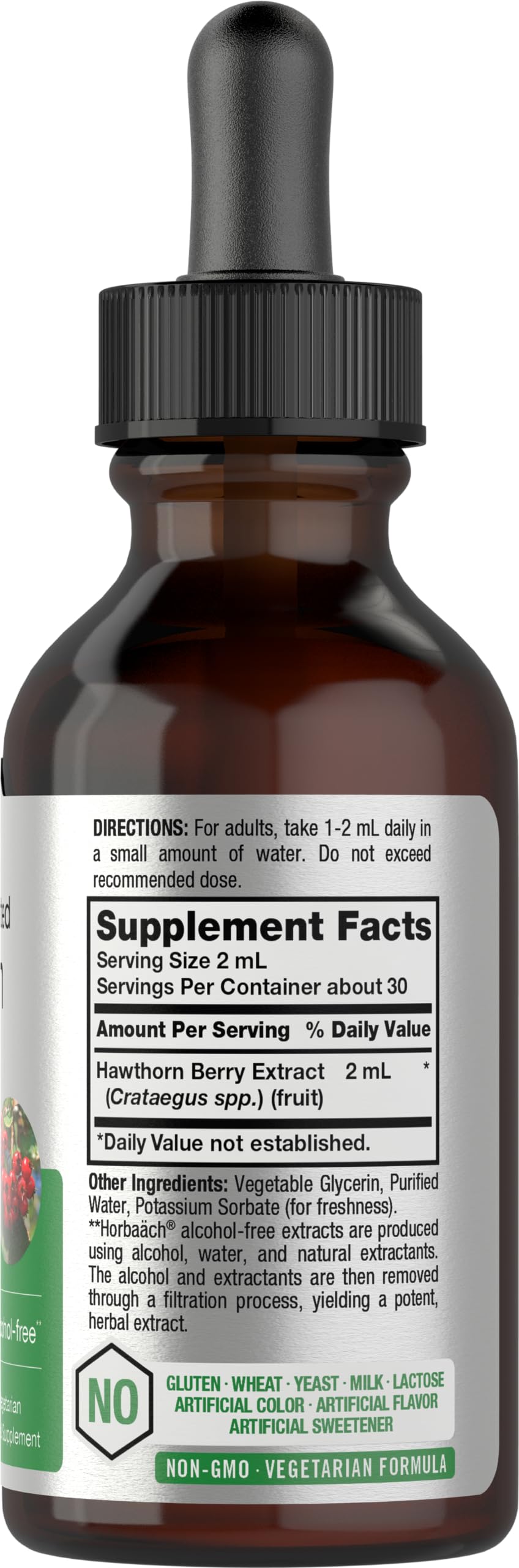 Horbäach Hawthorn Berry Extract | 2 fl oz Alcohol-Free Tincture | Vegetarian, Non-GMO, Gluten Free