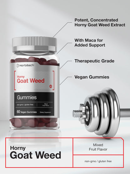 Horbaach Horny Goat Weed Gummies for Men & Women – 60 Count Mixed Fruit