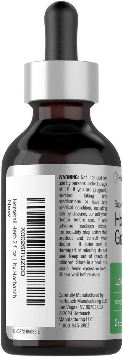 Horbaach Horsetail Liquid Extract - Alcohol Free, Gluten Free, Non-GMO | 2 fl oz