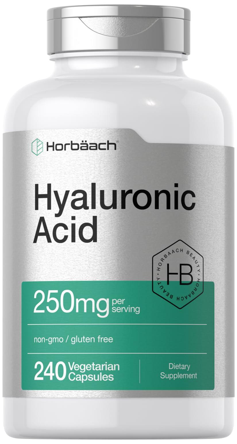 Horbäach Hyaluronic Acid Capsules 250 mg – 240 Count | Non-GMO, Gluten Free