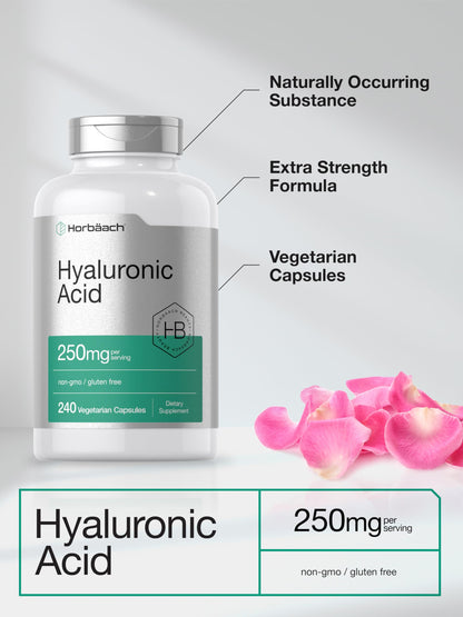 Horbäach Hyaluronic Acid Capsules 250 mg – 240 Count | Non-GMO, Gluten Free