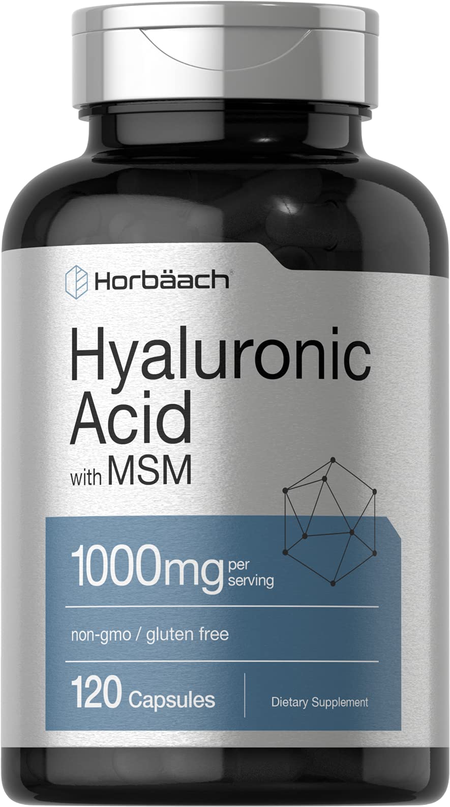 Horbäach Hyaluronic Acid with MSM – 1000 mg, 120 Capsules | Non-GMO & Gluten Free