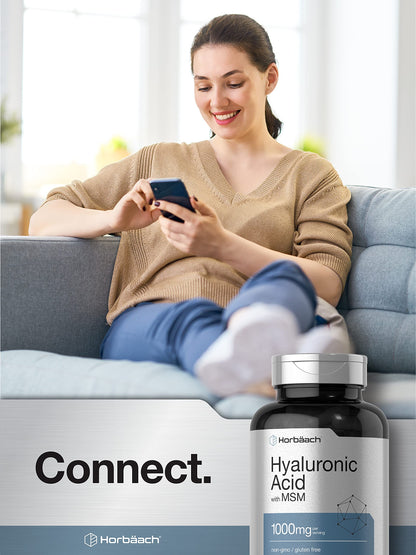 Horbäach Hyaluronic Acid with MSM – 1000 mg, 120 Capsules, Non-GMO & Gluten Free (Pack of 2)