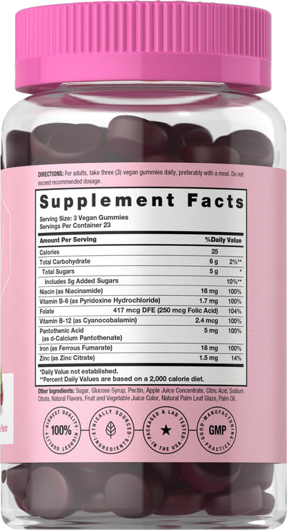 Horbäach Iron Gummies for Women – 70 Count, Grape Flavor | Vegan, Non-GMO, Gluten Free