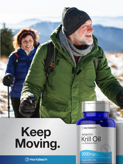 Horbäach Antarctic Krill Oil 2000mg | 60 Softgels | Omega-3 + Astaxanthin | Non-GMO, Gluten Free | Pack of 2