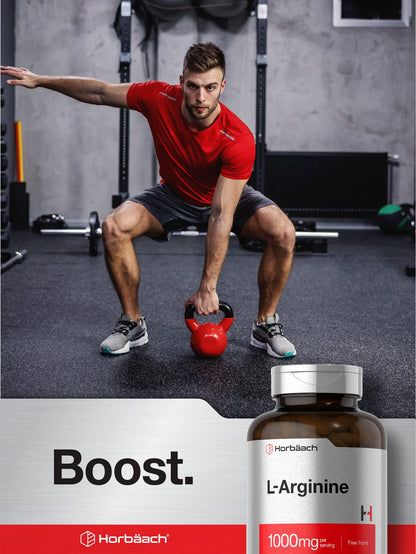 Horbäach L-Arginine 1000mg Capsules – Free-Form, Non-GMO & Gluten Free | 150 Powder Pills