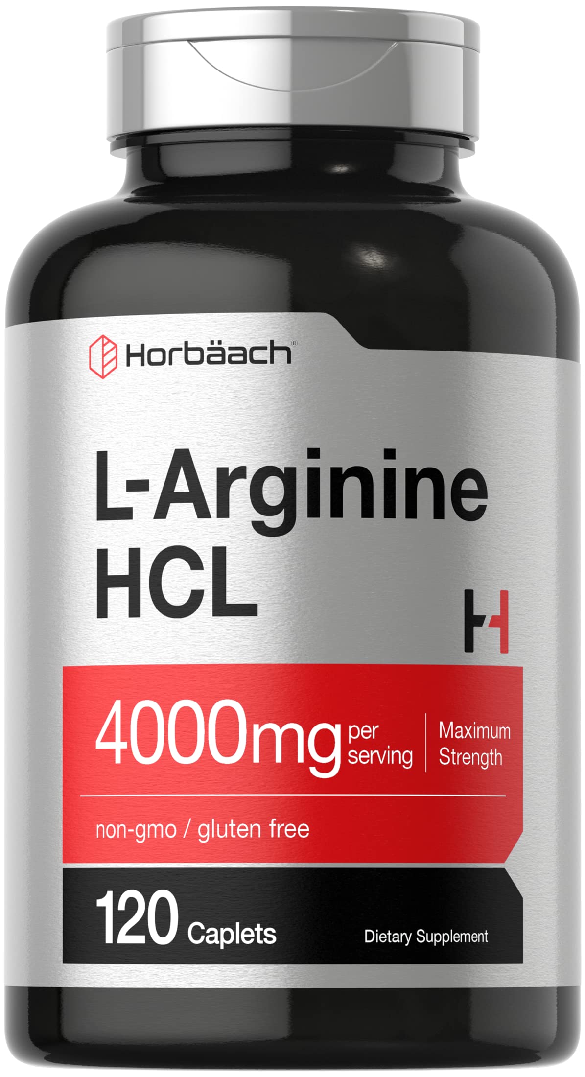 Horbäach L-Arginine 4000mg – 120 Caplets | Nitric Oxide Precursor for Men & Women | Vegetarian, Non-GMO, Gluten Free