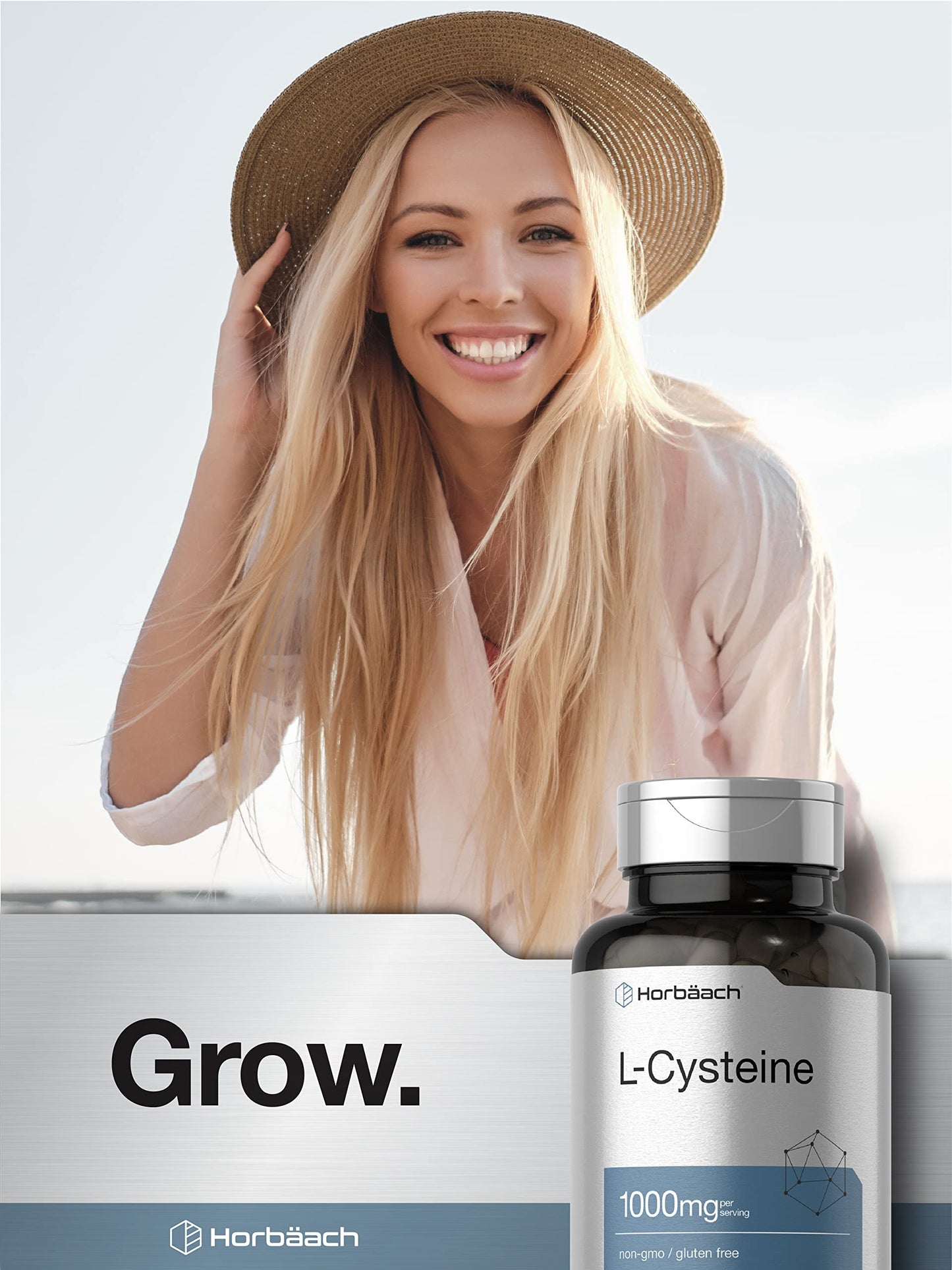Horbäach L-Cysteine 1000mg – 100 Powder Capsules | Non-GMO, Gluten Free