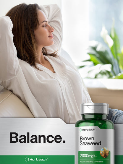 Horbäach Brown Seaweed Extract Capsules 2000mg – 200 Pills | Fucoxanthin, Non-GMO, Gluten Free