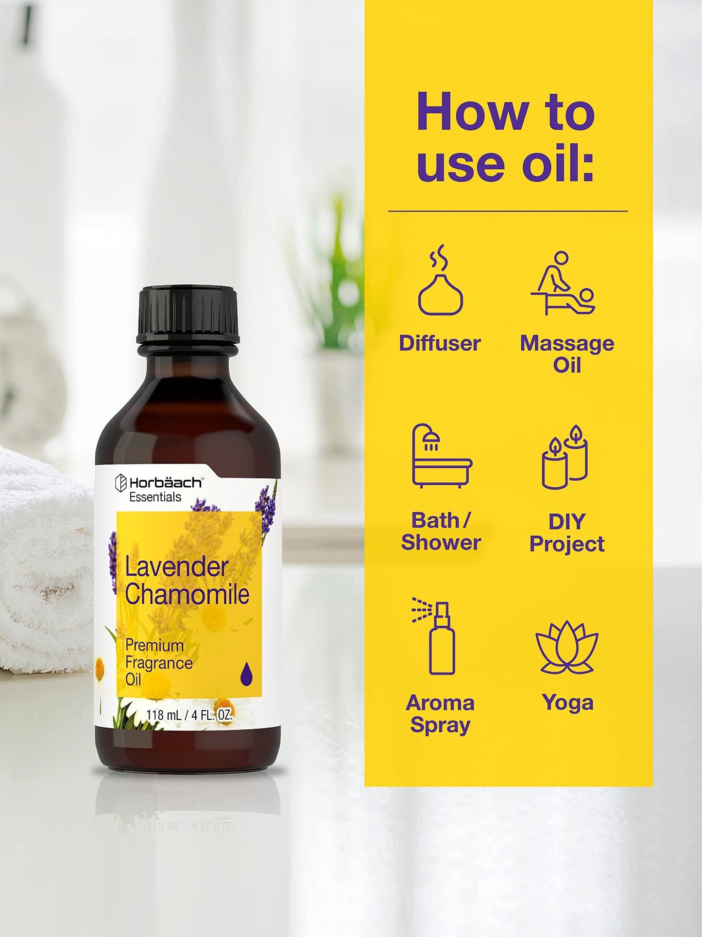 Horbäach Lavender Chamomile Fragrance Oil - 4 oz | Premium Grade