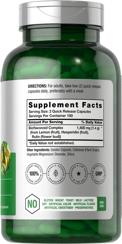 Horbäach Lemon Bioflavonoids 1400 mg – 200 Capsules | Non-GMO, Gluten Free