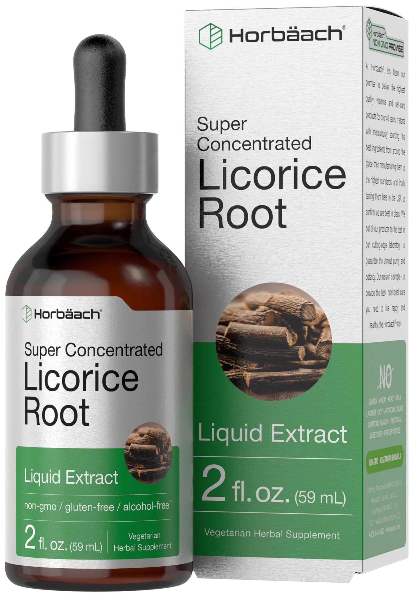 Horbäach Licorice Root Extract 2 oz – Alcohol-Free Tincture | Vegetarian Liquid Supplement | Non-GMO & Gluten Free