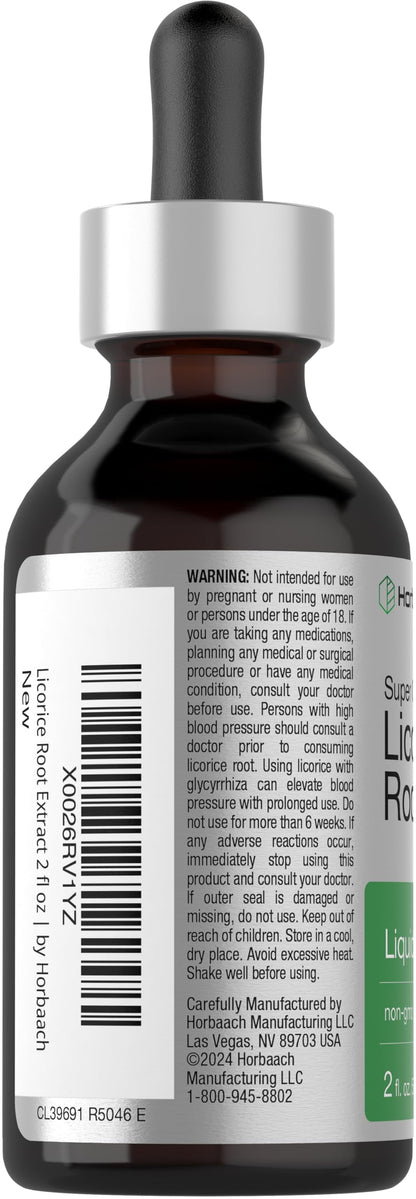 Horbäach Licorice Root Extract 2 oz – Alcohol-Free Tincture | Vegetarian Liquid Supplement | Non-GMO & Gluten Free