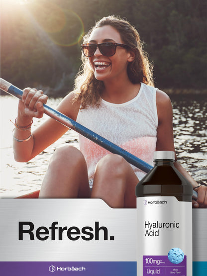 Horbäach Liquid Hyaluronic Acid Supplement – 100 mg, 16 oz, Mixed Berry, Non-GMO & Gluten Free