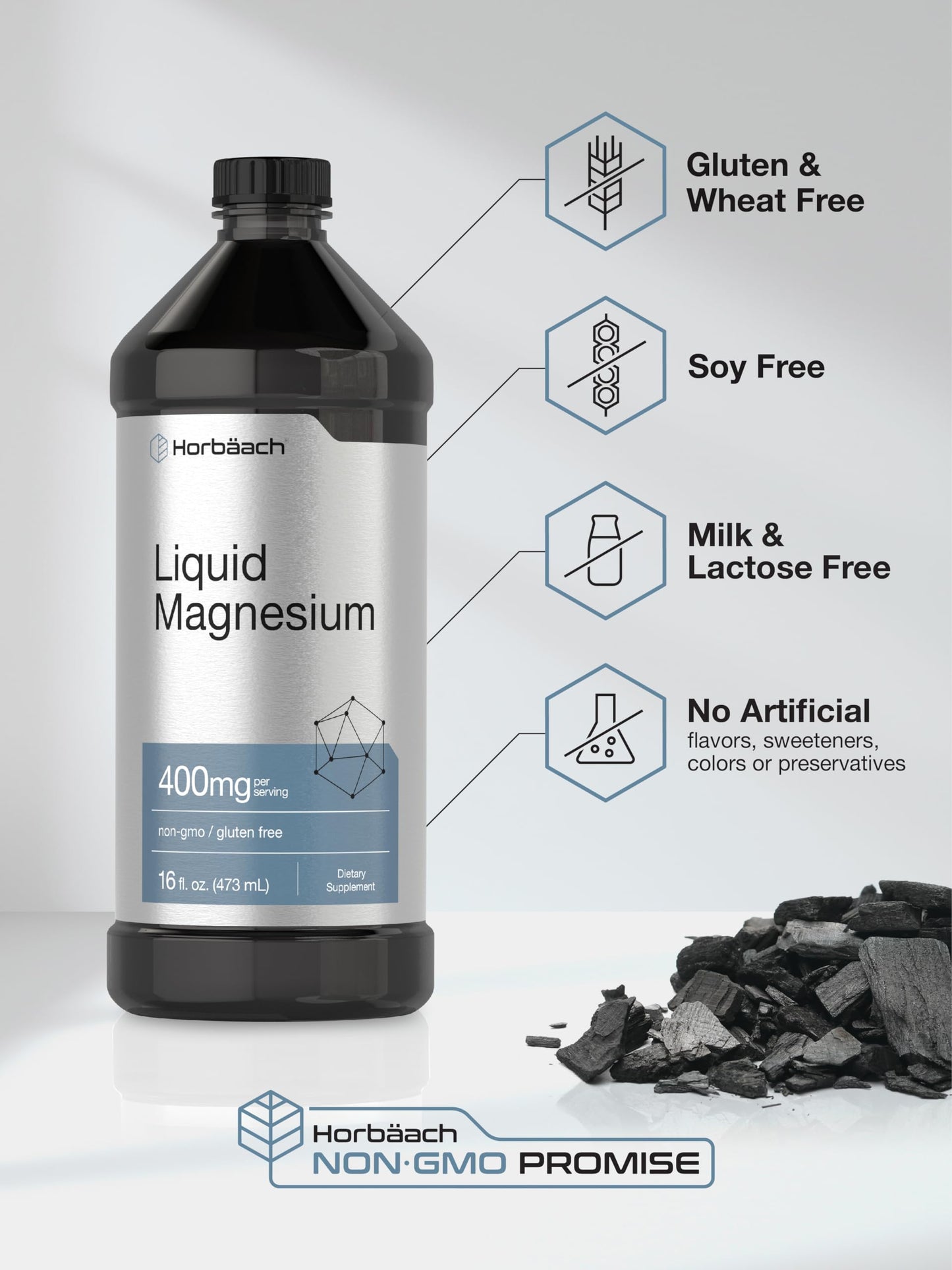 Horbaach Liquid Magnesium 16 fl oz | Vital Trace Minerals Complex | Vegetarian, Non-GMO & Gluten Free