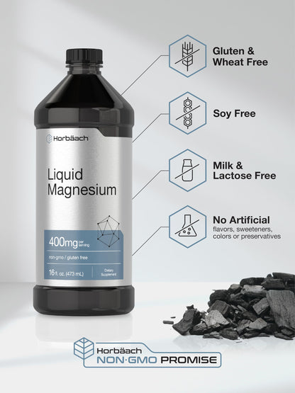 Horbaach Liquid Magnesium 16 fl oz | Vital Trace Minerals Complex | Vegetarian, Non-GMO & Gluten Free