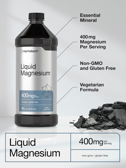 Horbaach Liquid Magnesium 16 fl oz | Vital Trace Minerals Complex | Vegetarian, Non-GMO & Gluten Free