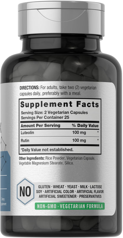 Horbäach Luteolin Complex Supplement with Rutin – 50 Capsules | Vegetarian, Non-GMO & Gluten Free Flavonoid Formula