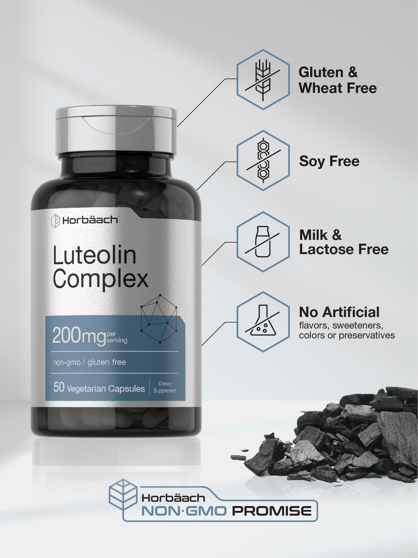 Horbäach Luteolin Complex Supplement with Rutin – 50 Capsules | Vegetarian, Non-GMO & Gluten Free Flavonoid Formula