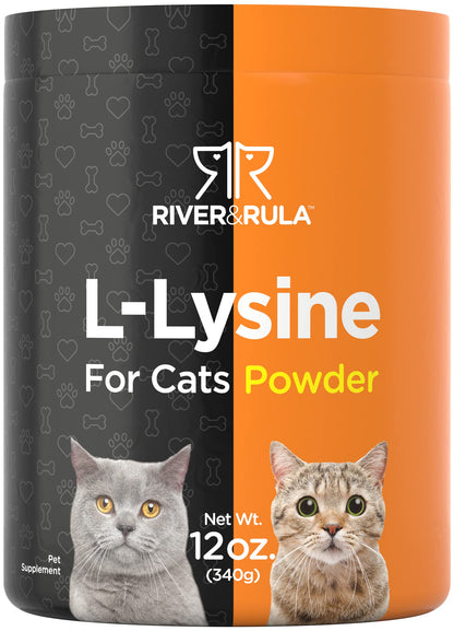 Horbäach L-Lysine Powder for Cats 500mg | 12oz | Cat Health Supplement | River & RULA