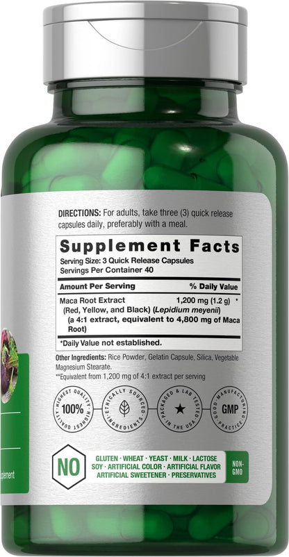 Horbäach Maca Root Capsules for Men and Women | 120 Pills | High Potency Extract | Non-GMO and Gluten Free Formula (Pack of 2)