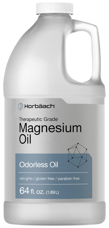 Horbäach Magnesium Oil 64 fl. oz – Therapeutic Grade, Odorless, Vegetarian, Non-GMO, Gluten Free & Paraben Free