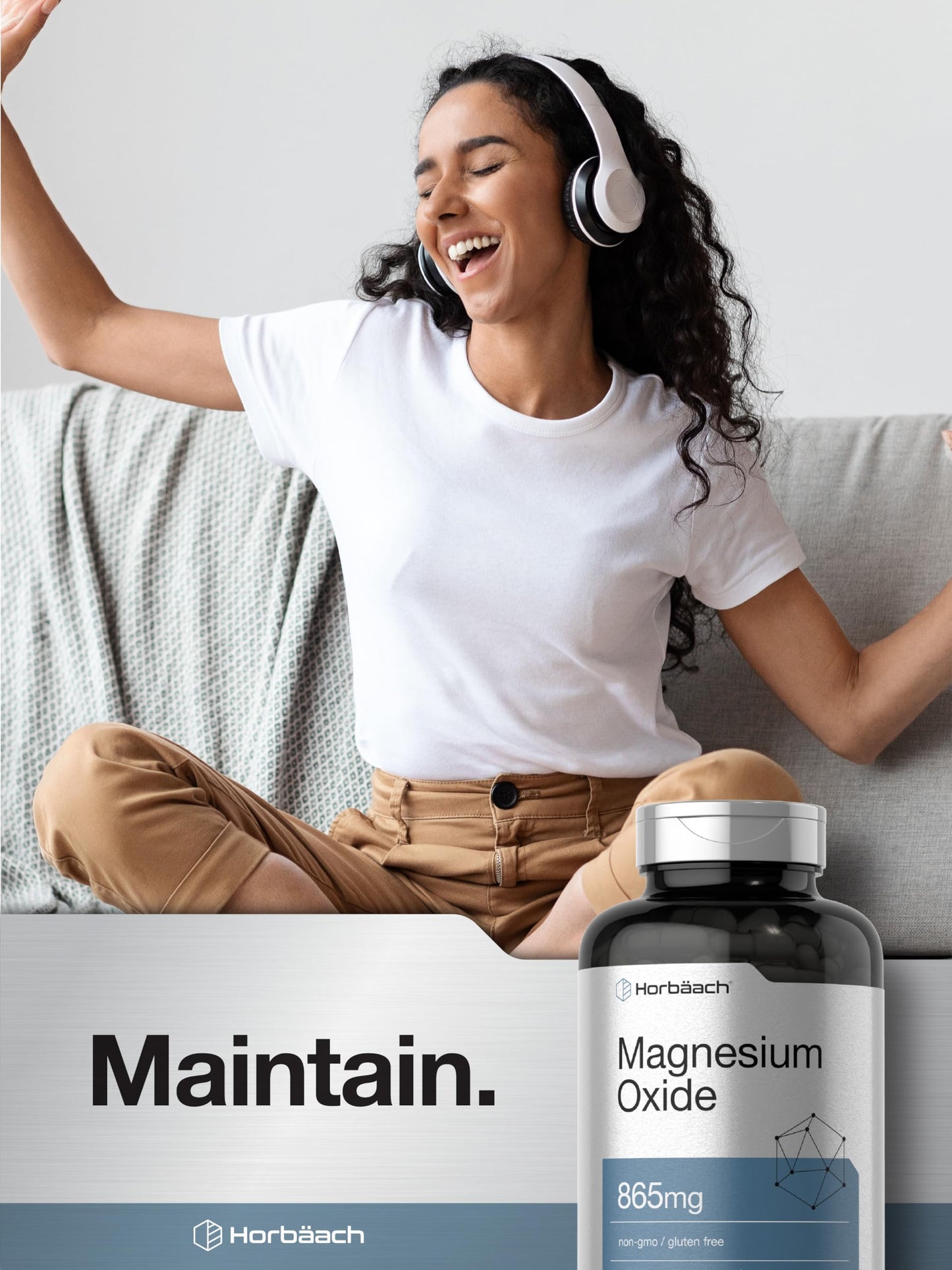 Horbäach Magnesium Oxide 865 mg | 200 Capsules | Non-GMO & Gluten Free