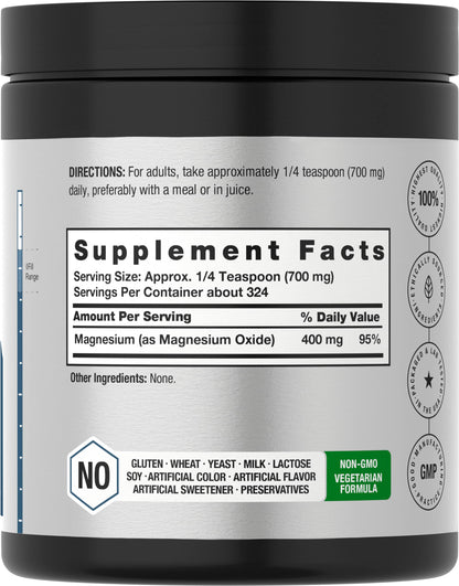 Horbäach Magnesium Oxide Powder 400 mg | 8 oz | Vegetarian, Non-GMO, Gluten Free