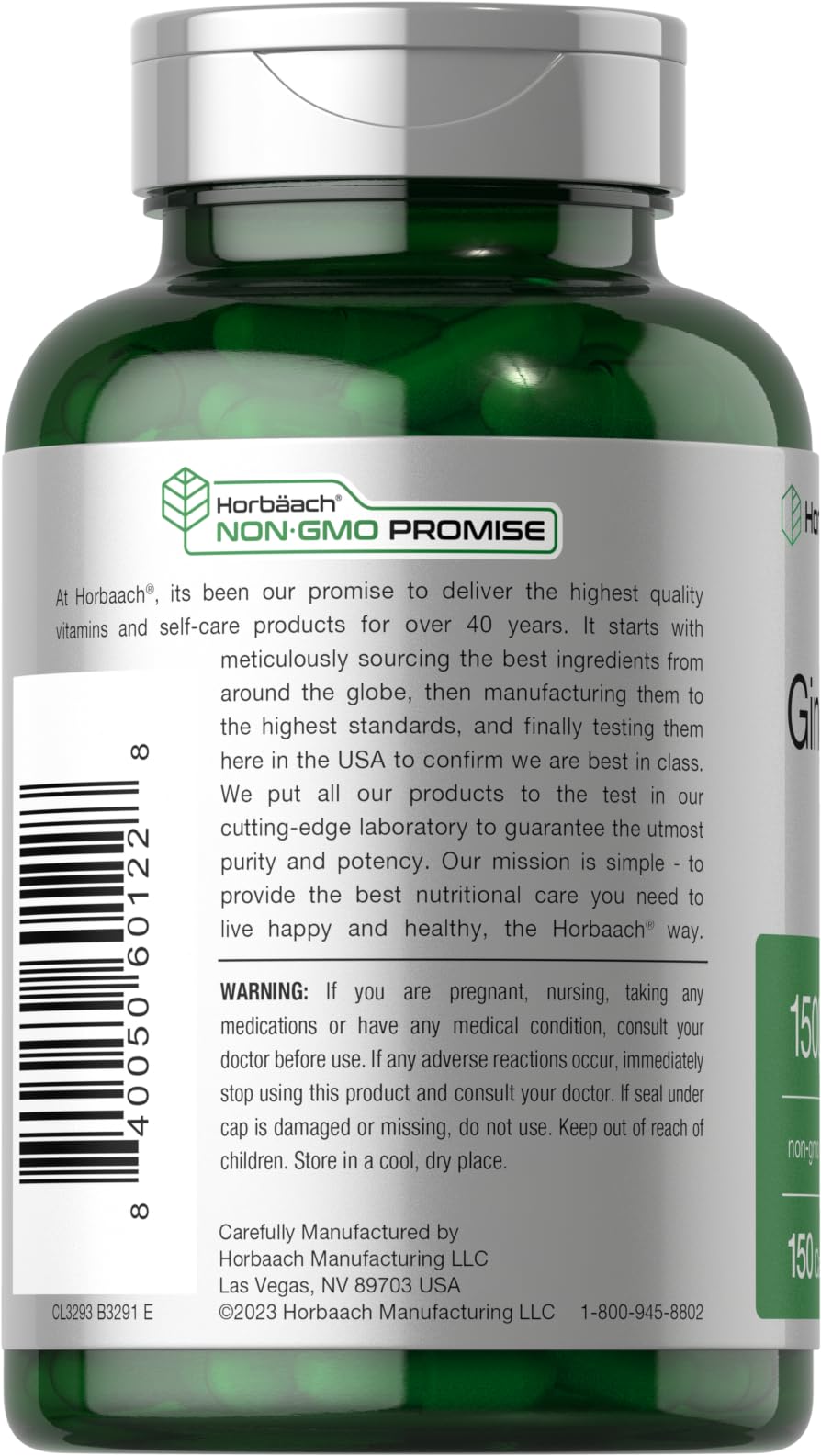 Horbäach Ginger Root Capsules 1500 mg | 150 Pills | Non-GMO, Gluten Free | Ginger Root Extract (Pack of 2)