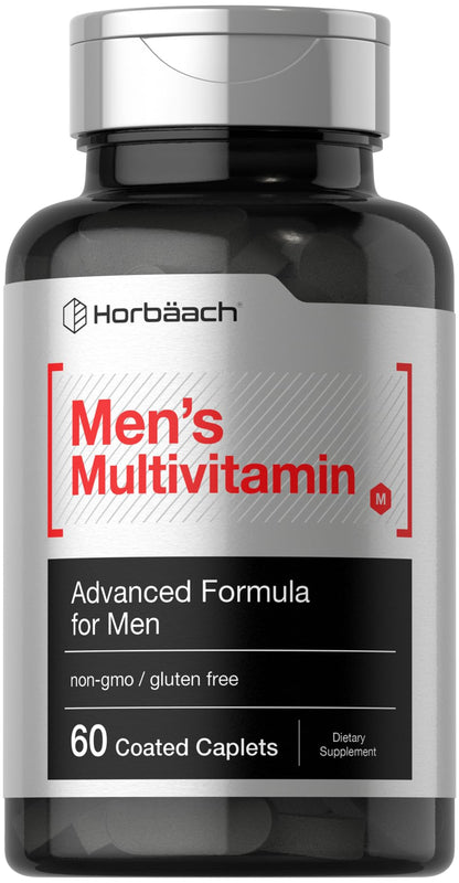 Horbäach Mens Multivitamin 60 Caplets – Advanced Formula with Vitamin C, D, Magnesium | Non-GMO & Gluten Free