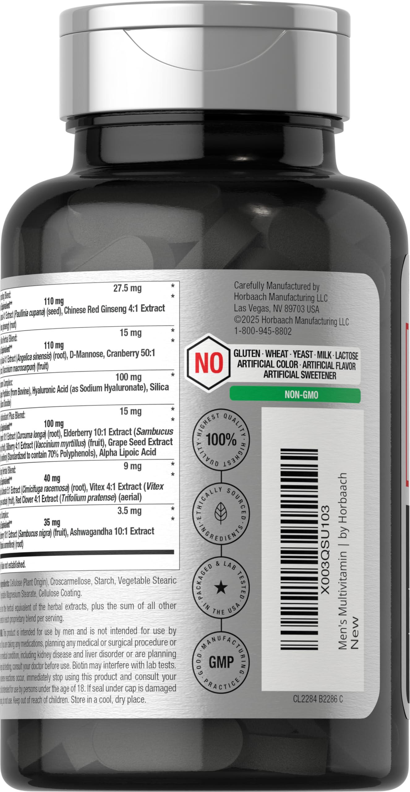 Horbäach Mens Multivitamins 50+ | 60 Caplets | Non-GMO & Gluten Free
