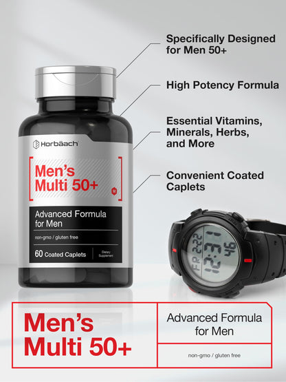 Horbäach Mens Multivitamins 50+ | 60 Caplets | Non-GMO & Gluten Free