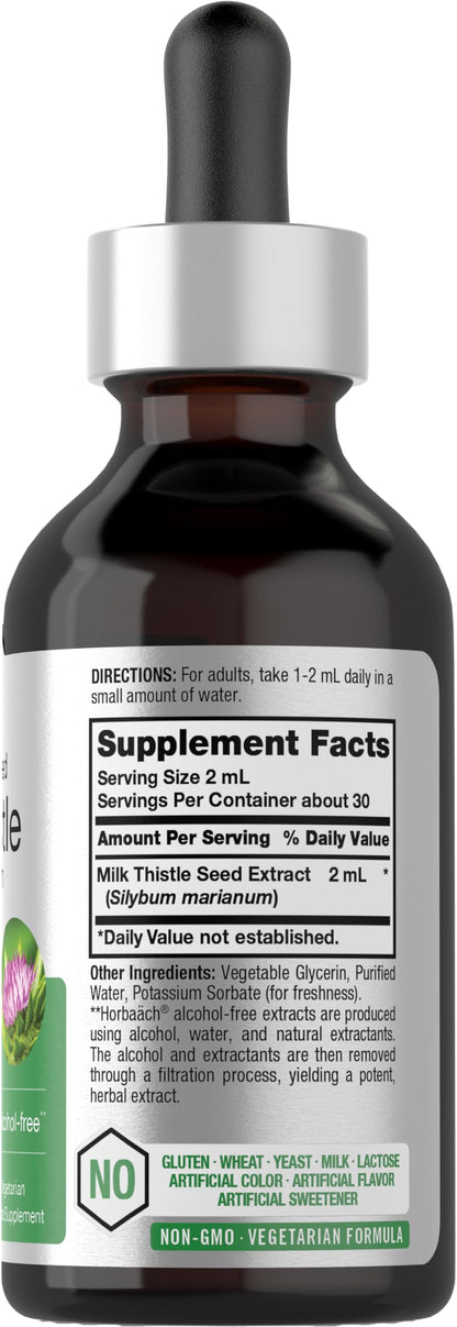 Horbäach Milk Thistle Extract Liquid – 2 fl oz, Alcohol Free, Vegetarian, Non-GMO & Gluten Free