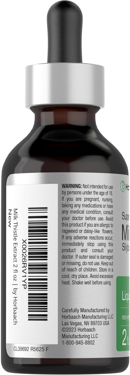 Horbäach Milk Thistle Extract Liquid – 2 fl oz, Alcohol Free, Vegetarian, Non-GMO & Gluten Free