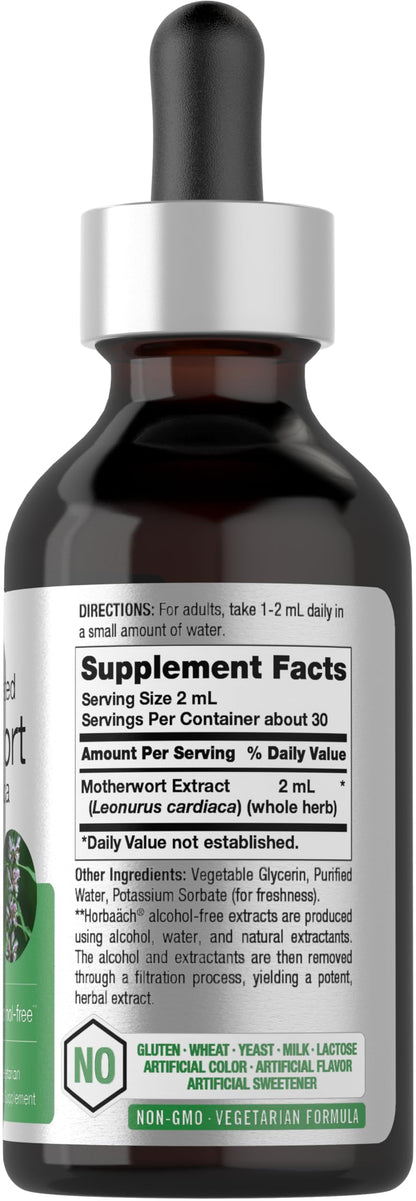 Horbaach Motherwort Tincture Herbal Extract - 2 fl oz - Alcohol Free - Non-GMO & Gluten Free