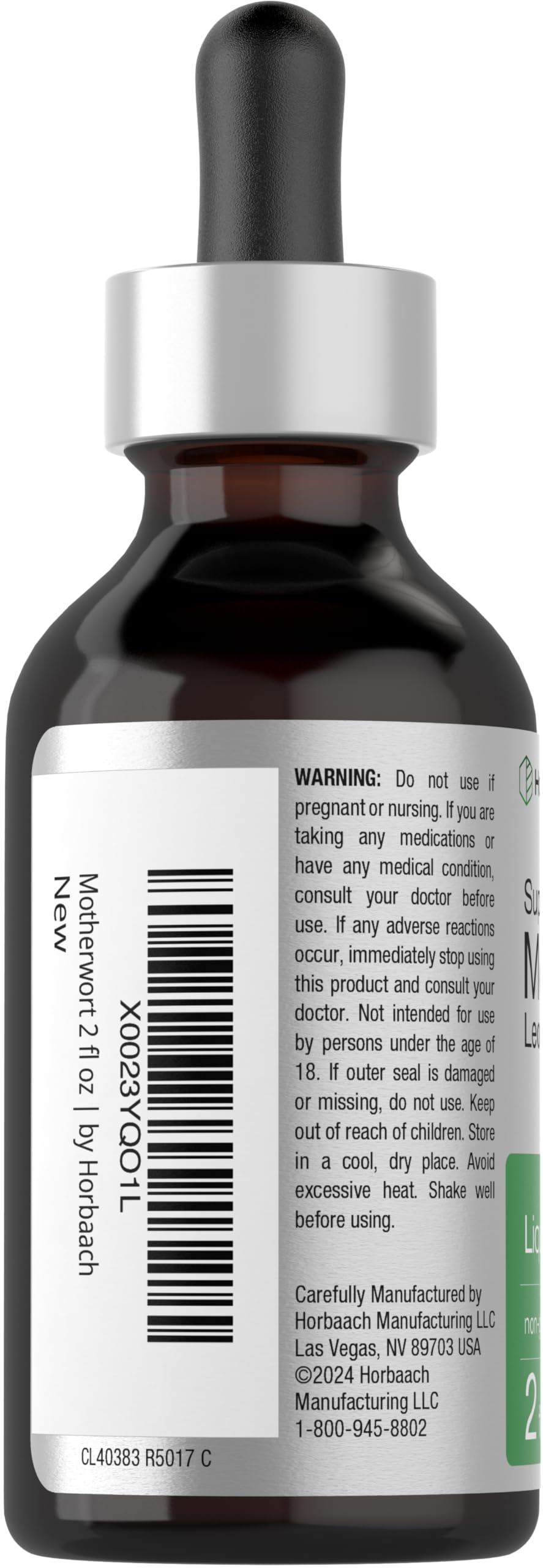 Horbaach Motherwort Tincture Herbal Extract - 2 fl oz - Alcohol Free - Non-GMO & Gluten Free