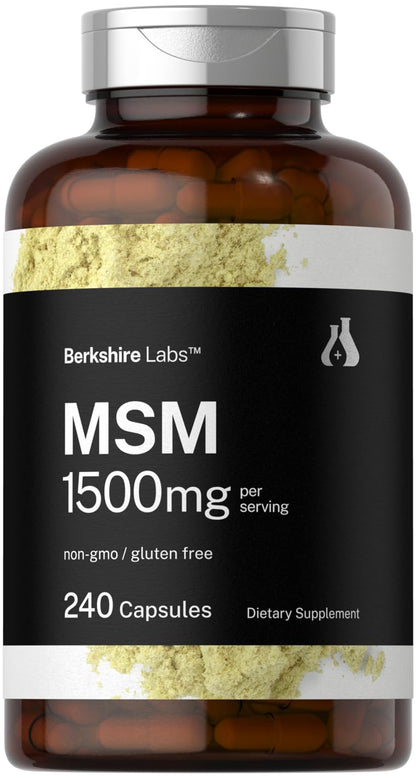 Horbäach MSM Capsules 1500mg – 240 Count | Non-GMO, Gluten Free | Berkshire Labs