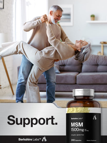 Horbäach MSM Capsules 1500mg – 240 Count | Non-GMO, Gluten Free | Berkshire Labs