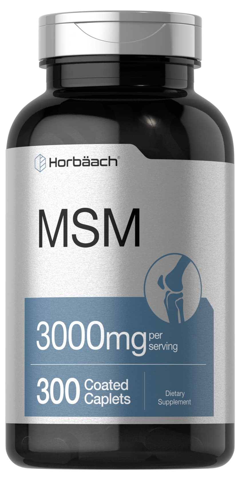 Horbaach MSM 3000mg Supplement – 300 Coated Caplets | MSM with Calcium, Vegetarian, Non-GMO, Gluten Free