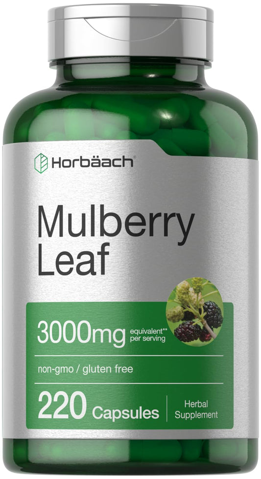 Horbäach Mulberry Leaf Extract Capsules 3000mg - 220 Count | Non-GMO, Gluten Free BritishVita | Premium UK Vitamins & Wellness Supplements